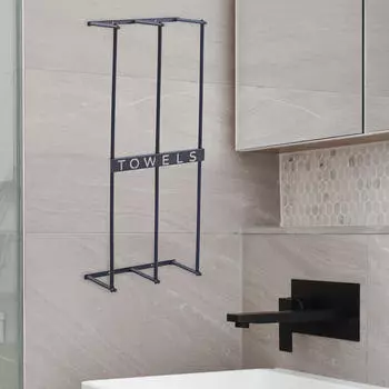 Держатель для банных полотенец Настенная стойка для ванной комнаты для полотенец для бассейна, свернутая вручную чёрный