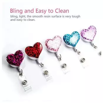 Держатель для бейджа из смолы Heart, держатель для удостоверения личности с именем для медсестры, студента, выдвижной держатель для бейджа из силикона, выставочный ящик для офиса