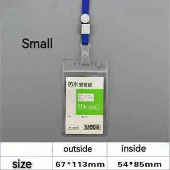 Держатель для бейджа с ремешком ПВХ-оправа Водонепроницаемый держатель для удостоверения личности Прозрачный ободок Держатель для карты доступа Бирка с именем сотрудника Small vertical