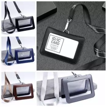 Держатель для бейджа с зажимом для бейджа, держатель для удостоверения личности с шейным ремешком, кожаный держатель для бейджа, кожаная обложка для карты, принадлежности для персонала Style 8