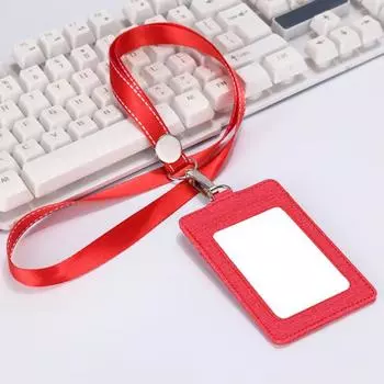 Держатель для бейджа со шнурком, износостойкий, устойчивый к царапинам, с мелкой текстурой, многоцелевой, защитный, портативный, для удостоверения личности темно-синий