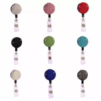 Держатель для бейджа со стразами, нагрудная карточка, легко вытягиваемая пряжка, катушка для бейджа медсестры, рабочая карточка разноцветный