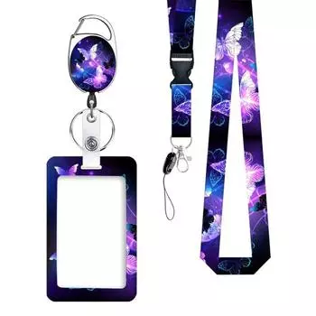 Держатель для бейджа, выдвижная катушка с ремешком-карабином, зажим для офисного персонала, зажим для карточек, держатель для бейджа, офисные принадлежности фиолетовый