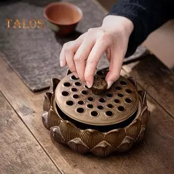 Держатель для благовоний, гладкий край, создает атмосферу, долговечный, практичный, в форме лотоса, держатель для москитной спирали, курильница для благовоний, офисные принадлежности коричневый