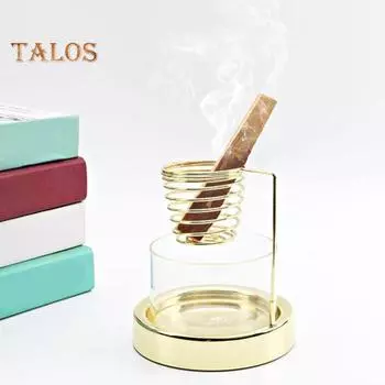 Держатель для благовоний Palo Santo, металлическая стеклянная курильница для сжигания благовоний Palo Santo Salvia, легко очищаемая подставка для благовоний с нескользящей основой для медитации чёрный