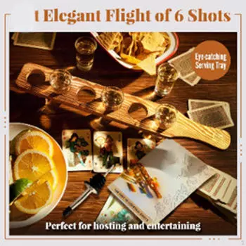 Держатель для бокалов для вина, стеклянный деревянный поднос на 6 ячеек, винтажный соджу, виски, барная посуда, аксессуары, сервировка