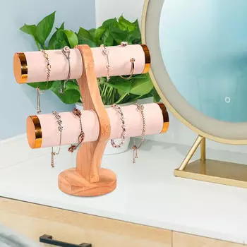 Держатель для браслета Органайзер для хранения браслетов Отдельно стоящая стойка для часов Ювелирные изделия для шкафа бежевый