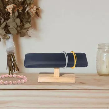 Держатель для браслетов, деревянная основа, мягкая защита, органайзер для ювелирных изделий на столешницу зелёный