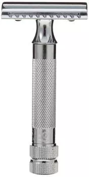 Держатель для бритвы MERKUR 334C, запасные лезвия, пластиковый футляр (Германия) (Бритье) Обоюдоострый (10+1 включено, включено) серебряный