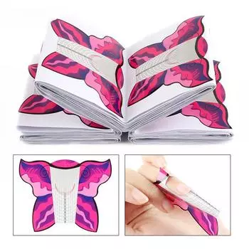 Держатель для бумаги для дизайна ногтей, 100 шт., французский маникюр, фототерапия, удлиненный инструмент для дизайна ногтей, широкая форма для ногтей в форме бабочки, держатель для ногтей