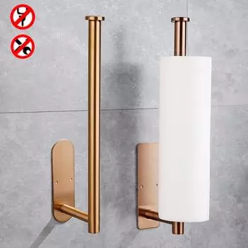 Держатель для бумаги из нержавеющей стали 304, клейкая настенная розово-золотая вешалка для туалетной бумаги, кухонный держатель для полотенец, вешалка для рулонов салфеток