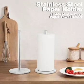 Держатель для бумаги с торцевой крышкой Стабильная подставка Нескользящая нержавеющая Удобный элегантный диспенсер для кухонных рулонов 20cm серебряный