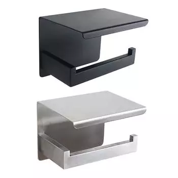 Держатель для бумажных полотенец из нержавеющей стали без гвоздей Прочный клейкий держатель для туалетной бумаги чёрный