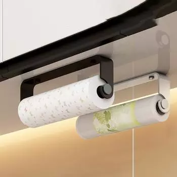 Держатель для бумажных полотенец из нержавеющей стали под шкафом в ванной комнате, держатели для рулонов туалетной бумаги, самоклеящийся органайзер для кухонных салфеток чёрный