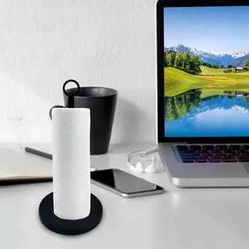 Держатель для бумажных полотенец из нержавеющей стали с утяжеленным противоскользящим основанием, полированной поверхностью, устойчивый к коррозии, подставка для держателя бумажных полотенец чёрный