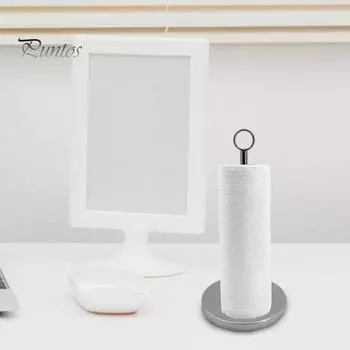 Держатель для бумажных полотенец из нержавеющей стали с утяжеленным противоскользящим основанием, полированной поверхностью, устойчивый к коррозии, подставка для держателя бумажных полотенец серебряный