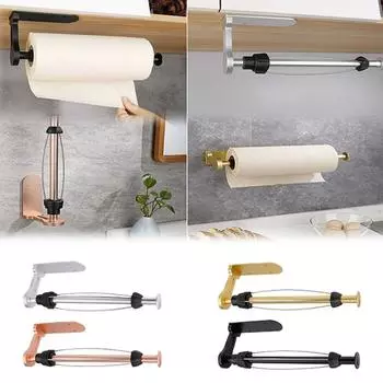 Держатель для бумажных полотенец из нержавеющей стали, самоклеящийся держатель для туалетной бумаги, без перфорации, для кухни, ванной комнаты, удлиненная стойка для хранения серебряный