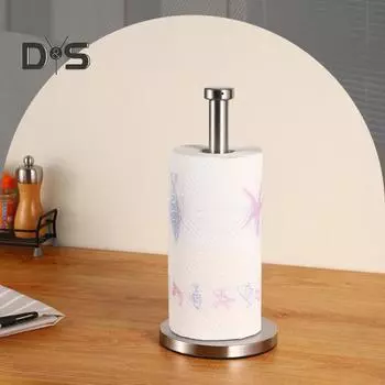 Держатель для бумажных полотенец на кухонной столешнице с утяжеленным противоскользящим основанием, полированная поверхность, нержавеющая стойка-органайзер для бумажных полотенец серебряный