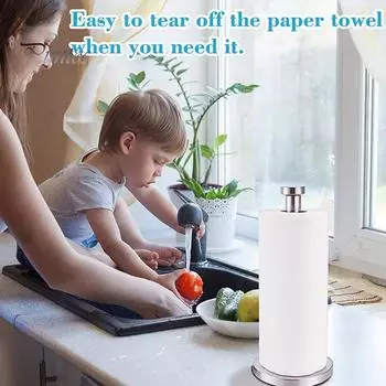 Держатель для бумажных полотенец на кухонной столешнице с утяжеленным противоскользящим основанием, полированная поверхность, нержавеющая стойка-органайзер для бумажных полотенец серебряный