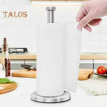 Держатель для бумажных полотенец на кухонной столешнице с утяжеленным противоскользящим основанием, полированная поверхность, нержавеющая стойка-органайзер для бумажных полотенец серебряный