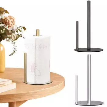 Держатель для бумажных полотенец, настольный диспенсер для бумажных полотенец, утяжеленное основание, вертикальный держатель для ткани из нержавеющей стали для кухни и ванной комнаты