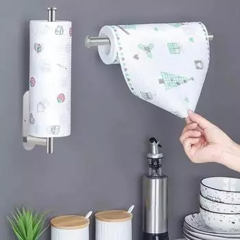 Держатель для бумажных полотенец, нержавеющий, простой в установке, настенный держатель для кухонных бумажных полотенец из нержавеющей стали, органайзер для пластиковой пленки чёрный