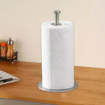 Держатель для бумажных полотенец Нескользящий держатель для кухонных рулонов из нержавеющей стали Устойчивое устойчивое основание Столешница Вешалка для бумажных полотенец с утяжеленным основанием чёрный