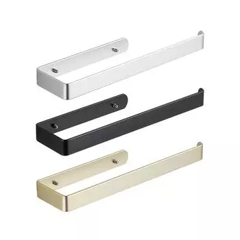 Держатель для бумажных полотенец самоклеящийся или сверлящий, черная вешалка для бумажных полотенец под шкафом для кухни, модернизированный алюминиевый держатель для кухонных полотенец, зажигалка One Size чёрный