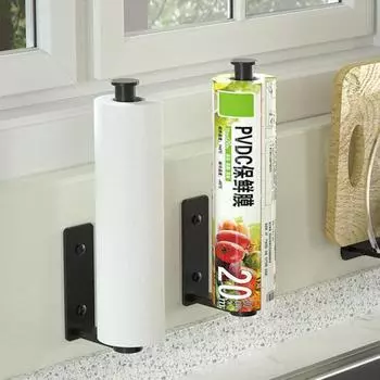 Держатель для бумажных полотенец, утолщенный под шкафом, органайзер для бумажных полотенец, самоклеящийся настенный держатель для полотенец, принадлежности для кухни и ванной комнаты чёрный
