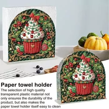 Держатель для бумажных полотенец в виде рождественского торта, подставка для салфеток для домашнего офиса, декор, портативный органайзер для бумажных полотенец на кухне зелёный