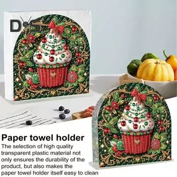 Держатель для бумажных полотенец в виде рождественского торта, подставка для салфеток для домашнего офиса, декор, портативный органайзер для бумажных полотенец на кухне зелёный