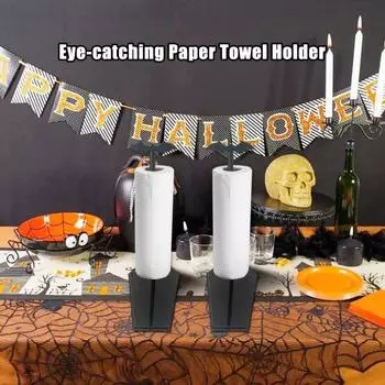 Держатель для бумажных полотенец Yousheng Halloween Bat с гладкими краями и без заусенцев, устойчивая акриловая подставка для столешницы, украшение для кухни в готическом стиле чёрный
