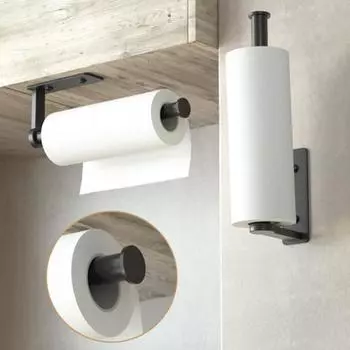 Держатель для бумажных полотенец Yousheng, утолщенный под шкафом, органайзер для бумажных полотенец, самоклеящийся настенный держатель для полотенец, принадлежности для кухни и ванной комнаты чёрный