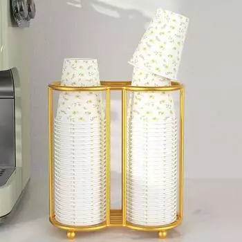 Держатель для бумажных стаканчиков для кухни, полый дизайн, 2 отделения, универсальный органайзер для одноразовых стаканчиков, стойка для хранения 1Grid белый