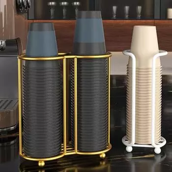 Держатель для бумажных стаканчиков Yousheng Kitchen с полым дизайном, 2 отделения, универсальный органайзер для одноразовых стаканчиков, стойка для хранения на офисной столешнице 1Grid чёрный
