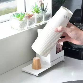 Держатель для бумажных стаканов, металлический диспенсер для одноразовых стаканов, классический органайзер для стаканов с боковыми слотами для кофейной станции, кулера для воды A чёрный