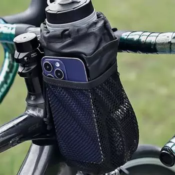 Держатель для бутылки для велосипеда Сумка для переноски бутылки с водой для велосипеда Изолированный чайник Сумка на руль для шоссейного велосипеда MTB Аксессуары чёрный