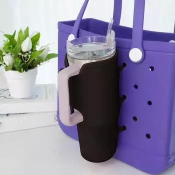 Держатель для бутылки с водой для сумки Bogg Tote, надежное крепление, чехол для чашки, универсальный держатель для хранения горячих и холодных напитков, бутылки объемом 16–40 унций чёрный