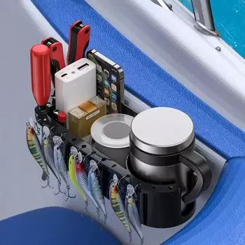 Держатель для бутылки с водой на лодке, органайзер для бутылок, подстаканник на лодке с резиновым язычком, подставка для хранения морских инструментов, большой емкости, подстаканник чёрный