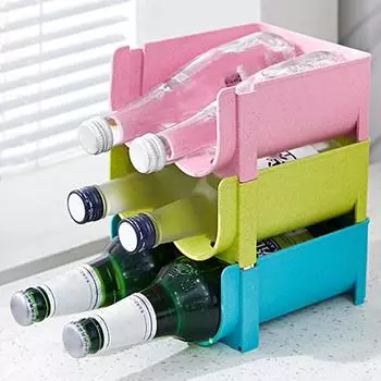 Держатель для бутылок пива, стеллаж для хранения, штабелируемый ящик для холодильника, прочный, удобный, креативный кухонный органайзер для холодильника зелёный