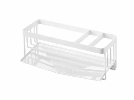 Держатель для бутылок с губкой Yamazaki Jitsugyo 5016, стекающий с водой, белая башня, держатель для губки, функция сушки и приблизительный размер. Ш25XГ10XВ9.5см белый