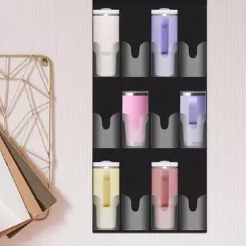 Держатель для бутылок с водой для чашки, 12 карманов, большой вместительный органайзер с 4 крючками, портативная складная подвесная сумка для двери кухонного шкафа кладовой спальни чёрный