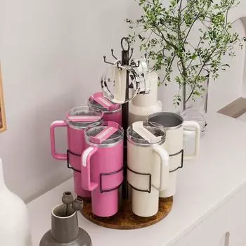 Держатель для бутылок с водой объемом 40 унций, вращающаяся на 360 градусов подставка для стакана, простая установка, стеллаж для хранения в шкафу, экономия места, аксессуары для стакана чёрный