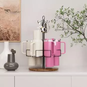 Держатель для бутылок с водой объемом 40 унций, вращающаяся на 360 градусов подставка для стакана, простая установка, стеллаж для хранения в шкафу, экономия места, аксессуары для стакана чёрный