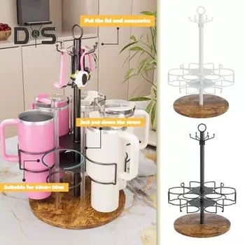 Держатель для бутылок с водой объемом 40 унций, вращающаяся на 360 градусов подставка для стакана, простая установка, стеллаж для хранения в шкафу, экономия места, аксессуары для стакана чёрный