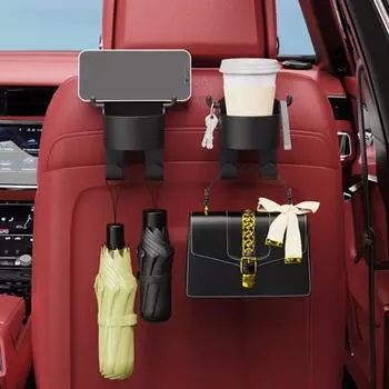 Держатель для чашки на спинку автомобильного сиденья, крючок, многофункциональный, антидеформированный, универсальный, простая установка, держатель для телефона чёрный
