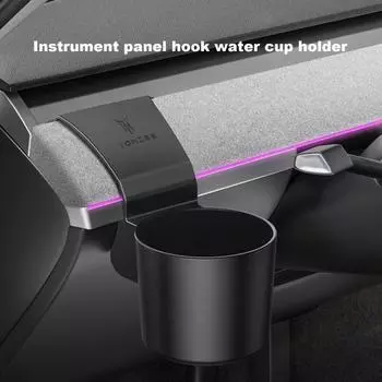 Держатель для чашки с водой на приборной панели автомобиля, устойчивый, нескользящий, компактный, универсальный, простая установка, держатель для бутылки с питьевой водой для модели Tesla Y/3 чёрный