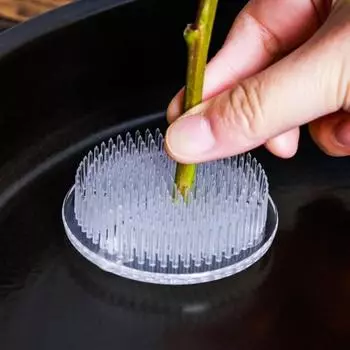 Держатель для цветочной лягушки с 3 присосками Прозрачная пластиковая круглая ваза Цветочная аранжировка с фиксированным штифтом Инструмент для цветочной композиции чёрный