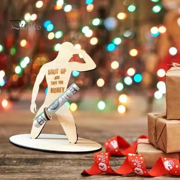 Держатель для денег, креативный обнаженный мужчина, деревянный орнамент, уникальный держатель для денег, подарок для украшения рождественского фестиваля