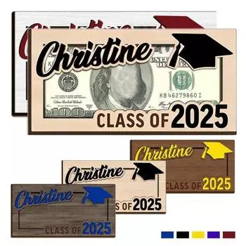 Держатель для денег на выпускной 2025 года, деревянная денежная карта, тематические деньги на выпускной жёлтый